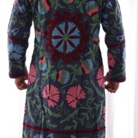 Suzani Hand Embroidery Long Jacket For Man And Woman Multi Multi Colours - Floral Design - Image 2