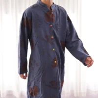 Suzani Hand Embroidery Long Jacket For Man And Woman Blue Floral Design - Image 2