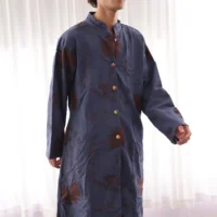 Suzani Hand Embroidery Long Jacket For Man And Woman Blue Floral Design - Image 5