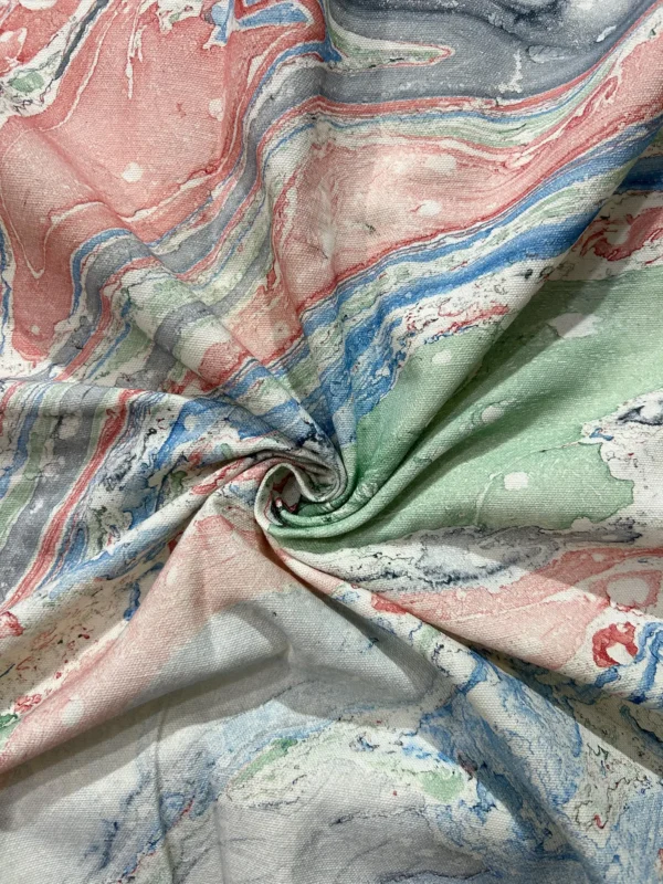 Marble Fabric - Blue Watercolor Marbled Stone Fabric, Abstract Marble Print Fabric