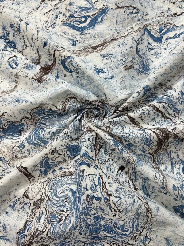 Blue Watercolor Marbled Stone Fabric, Marble Fabric, Abstract Marble Print Fabric