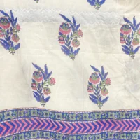 Blue Floral With White Hand Block Print Sanganeri Robe For Women - Image 5