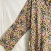 Light brown floral block print dress for women - Image 2