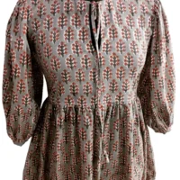 Pink floral block print dress for women - Image 2