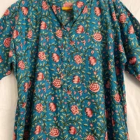 Green floral hand block print dress for women - Image 2