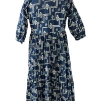 Hand block printed indigo blue long dress - Image 5