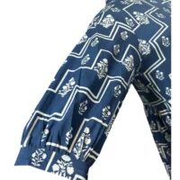 Hand block printed indigo blue long dress - Image 4