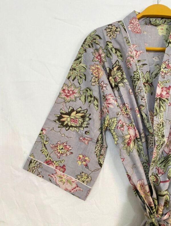 Grey Floral Block Print Dress For Women