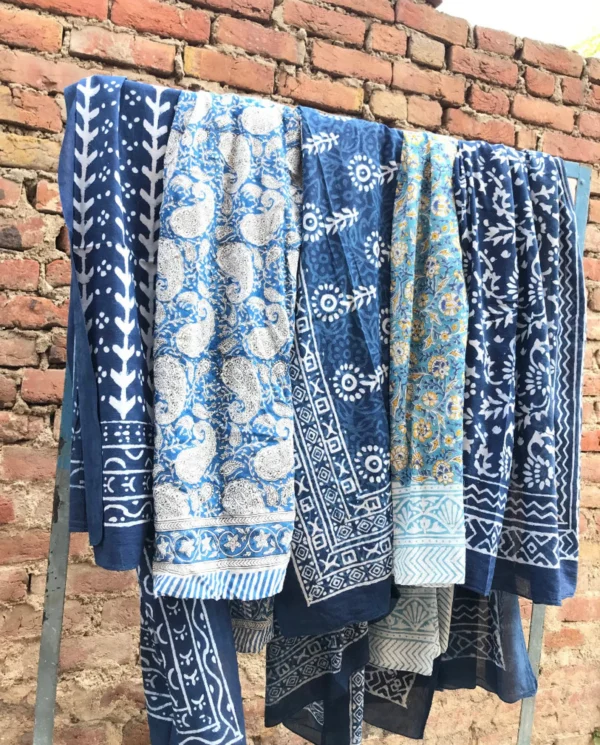 5 Pieces Assorted Lot Hand Block Print Scarfs