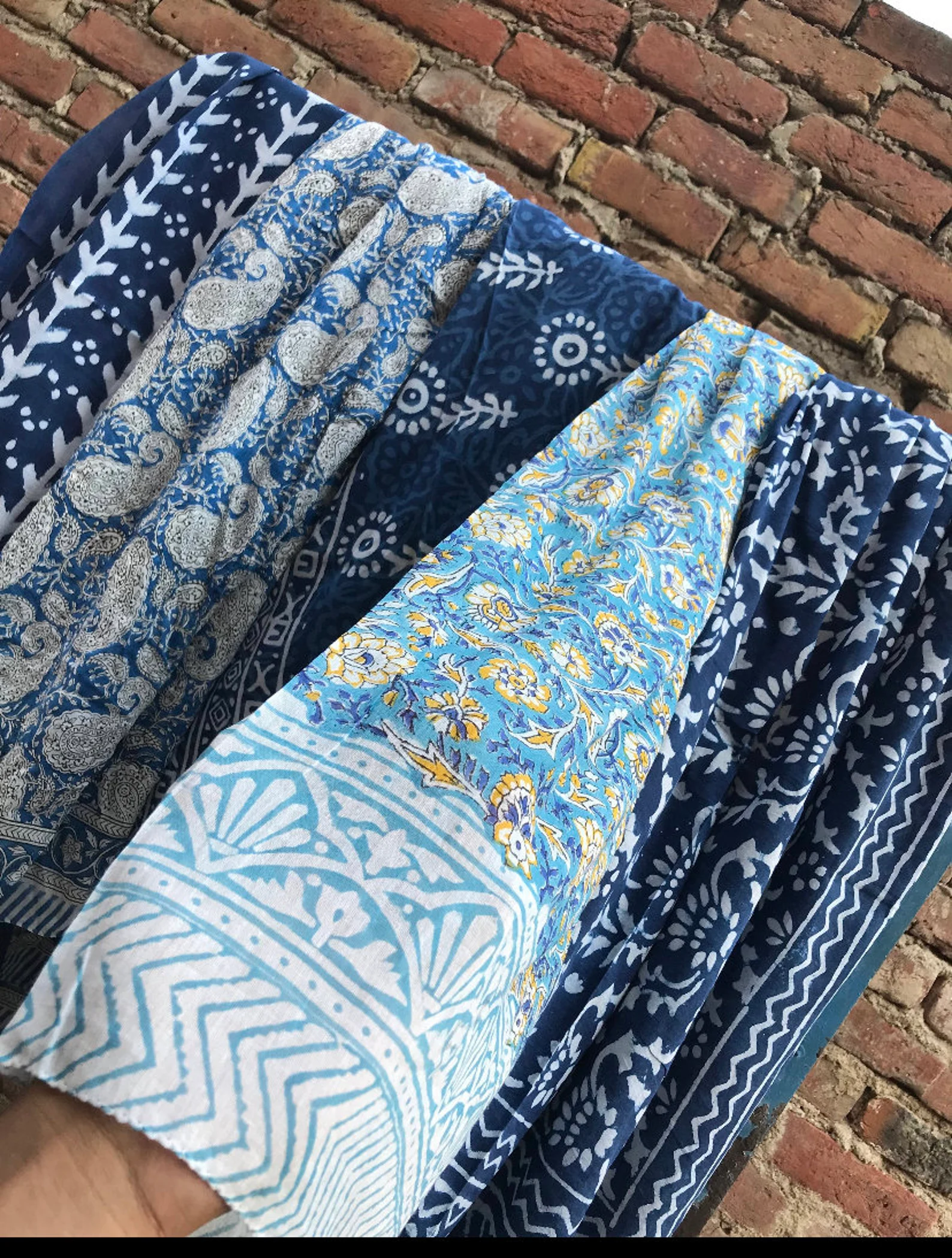 5 Pieces Assorted Lot Hand Block Print Scarfs