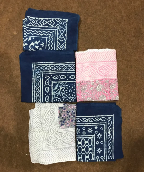 5 Pieces Assorted Lot Hand Block Print Scarfs