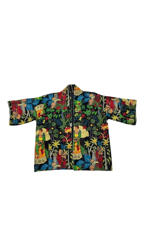 Farihda Khalo Kanta Work Hand Block Print Jacket Party Short Jacket