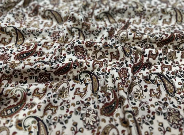 A Beautiful Silky Paisley Print Crepe Fabric Multi Coloured