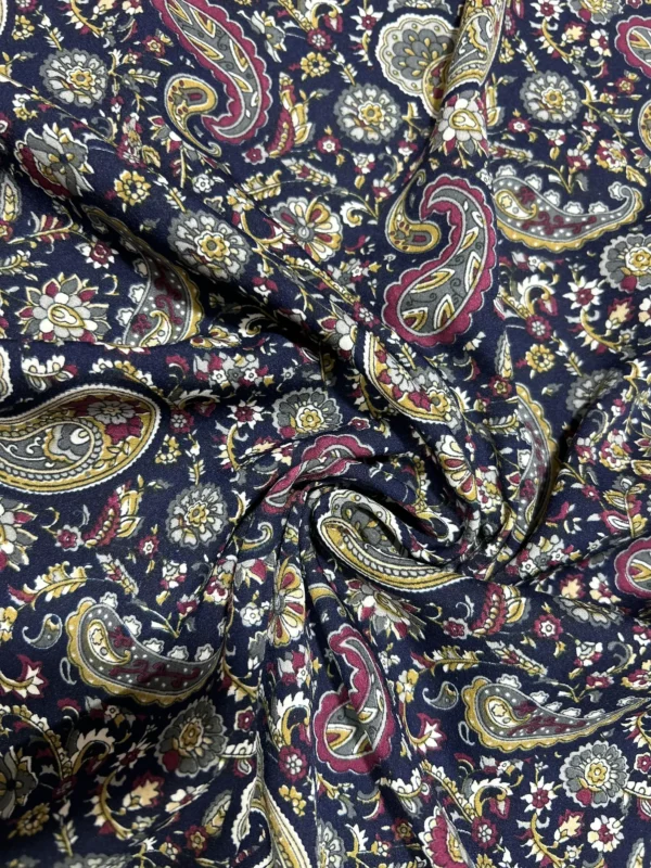 A Beautiful Silky Paisley Print Crepe Fabric Multi Coloured