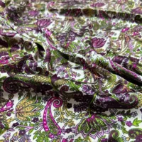 Satin Silk Indian Fabric, Purple Floral Print - Image 5
