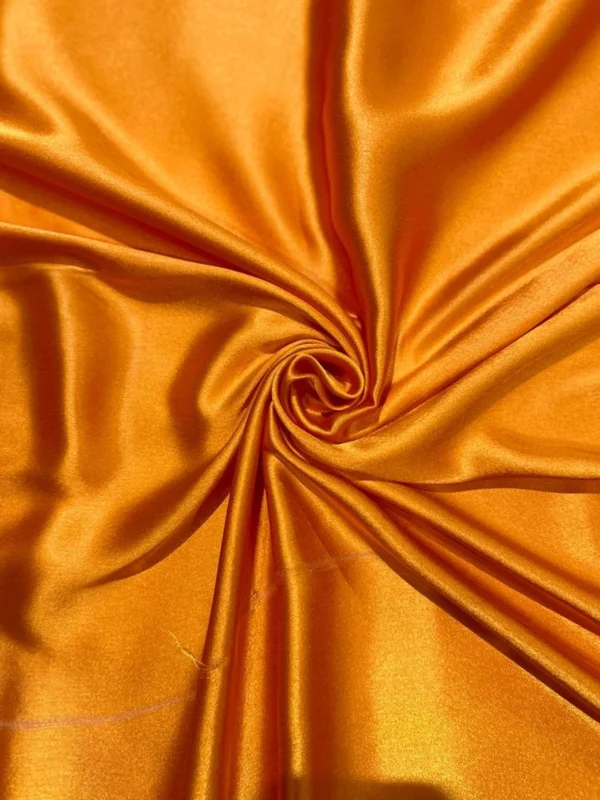 100% Indian Kasturi Plain Silk Fabric Plain Orange Colour