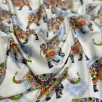 Elephant Print Satin Silk Fabric - Image 2