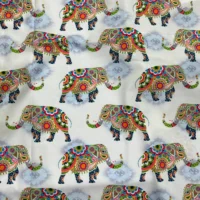 Elephant Print Satin Silk Fabric - Image 3