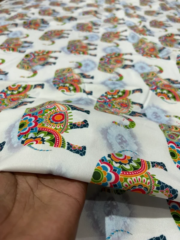 Elephant Print Satin Silk Fabric