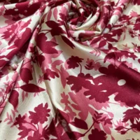 Pink Floral Satin Silk Fabric - Image 2