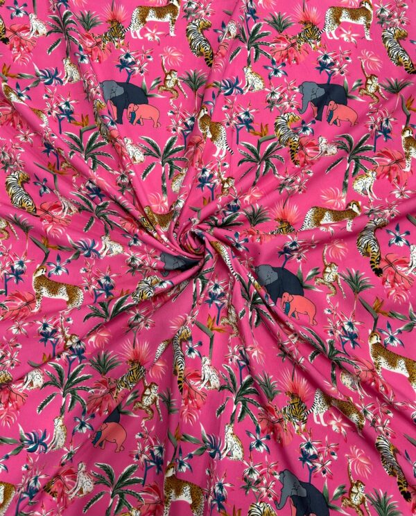 Animals Jungle Print In Silk Crep Fabric