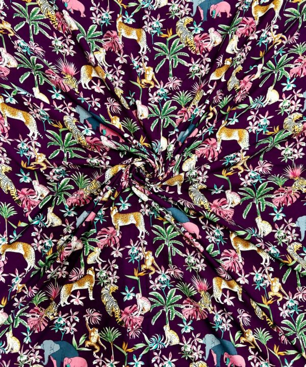 Jungle Animal Print In Silk Crep Fabric With Beautiful Dressmaking