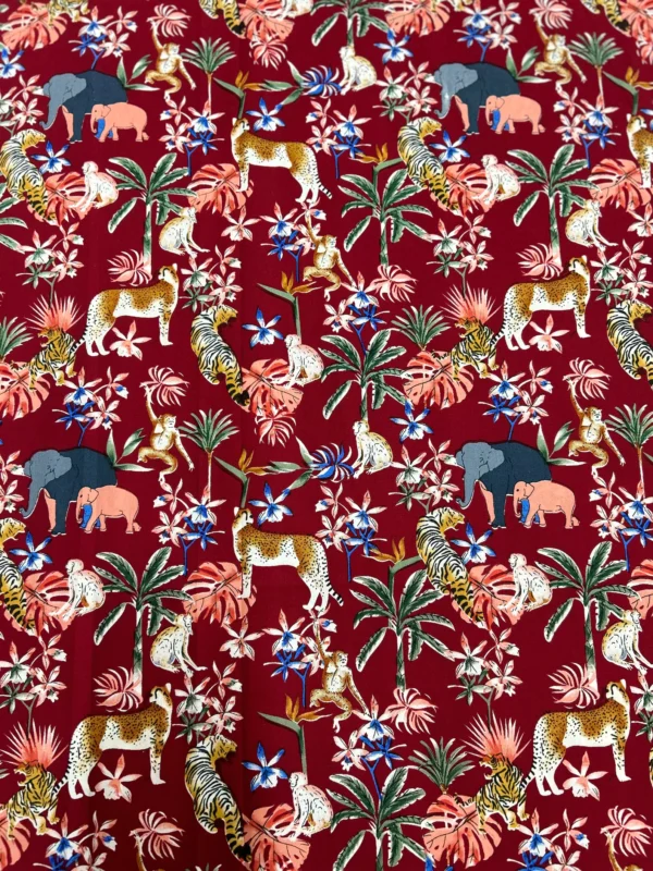 Jungle Animal Print In Crep Fabric With Beautiful Dressmaking Fabric Woman Clothing