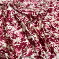 Pink Floral Satin Silk Fabric - Image 3