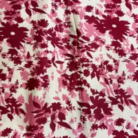 Pink Floral Satin Silk Fabric - Image 5