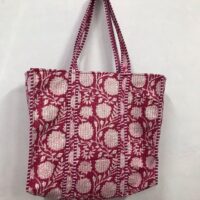 Quilted Hand Printed Totes Bag With Printed Floral Print - Image 2